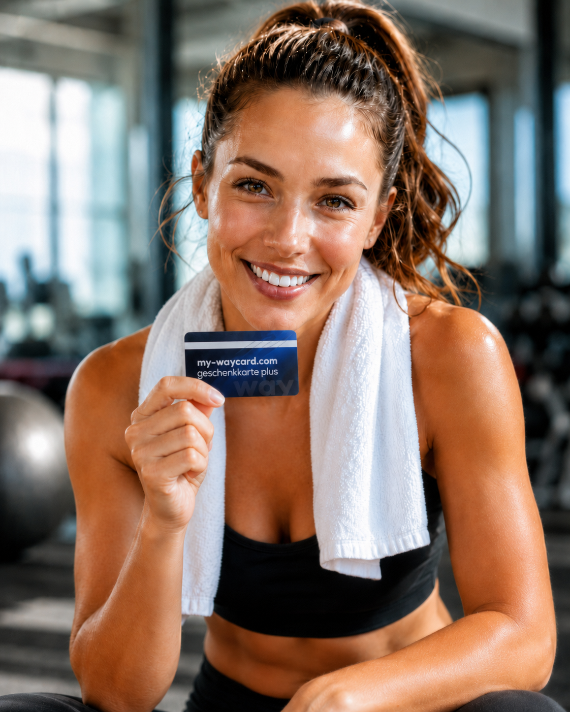 Kundin hält eine my-waycard.com Geschenkkarte in der Hand